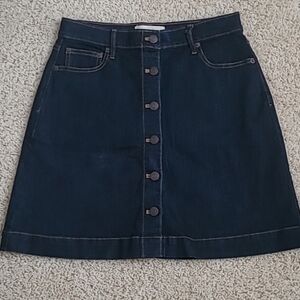 GAP Blue Denim Skirt Size 4 Button Front A-Line Academia Core Minimalist